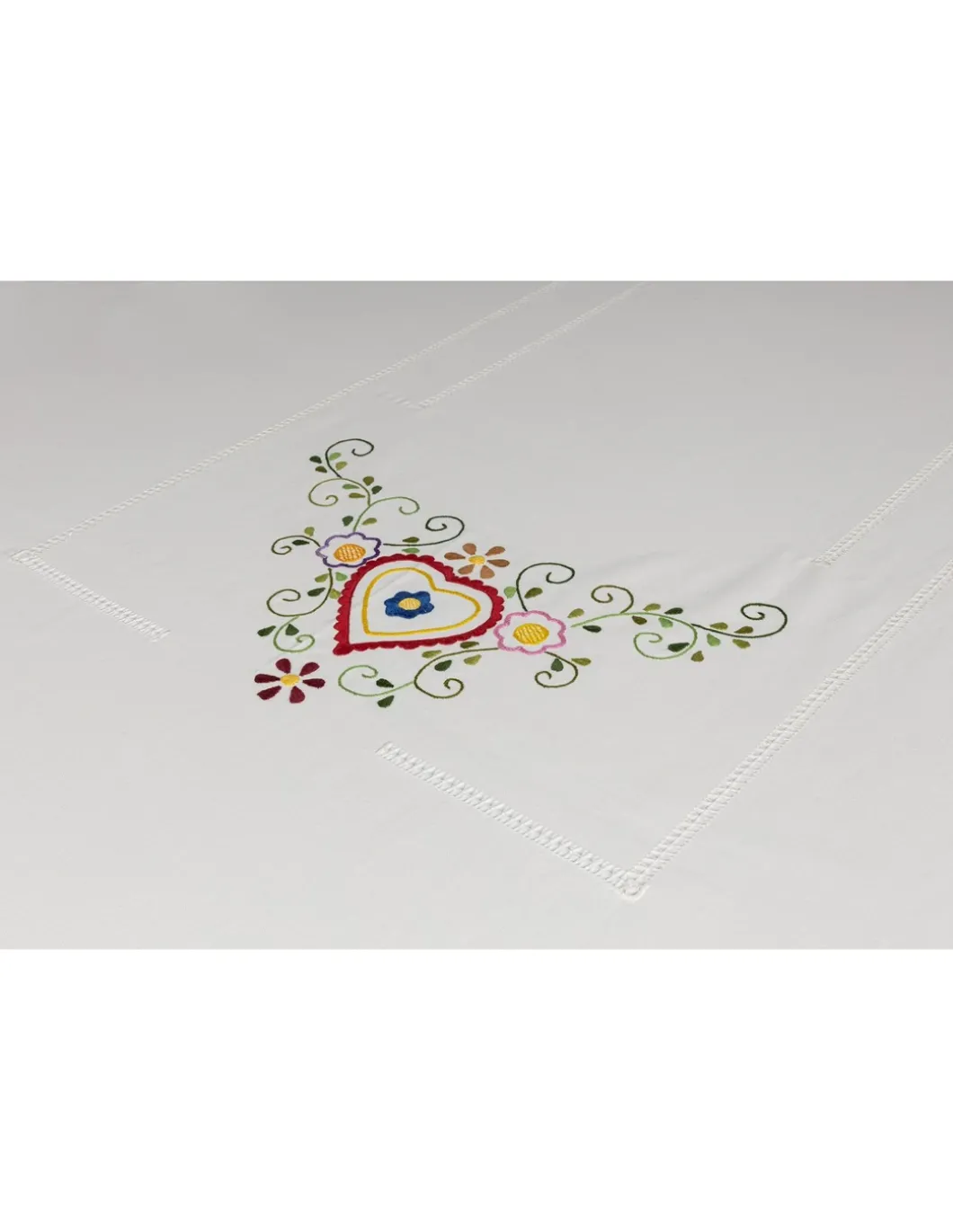 175x275 Toalha de mesa de linho bordada a mão - Namorados