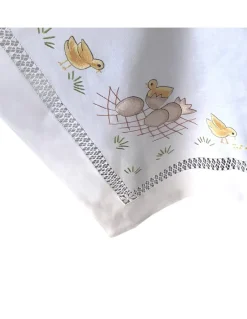 170x270 Toalha de mesa de linho bordada a mão - Bainha de linhas G.