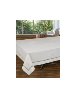 180x350 Toalha de mesa de linho bordada a mão + 12 guardanapos