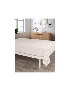 180x350 Toalha de mesa de linho bordada a mão + 12 guardanapos