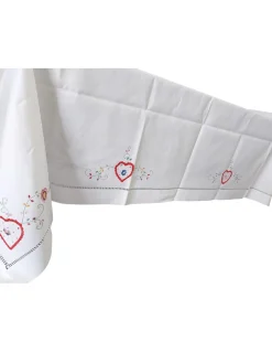 175x275 Toalha de mesa de linho bordada a mão - Namorados